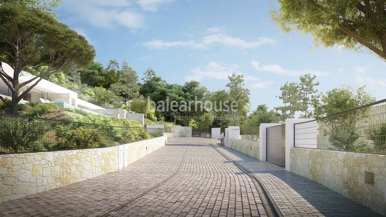 Exklusives Projekt mit großen Villen auf Ibiza in einer Anlage mit Blick auf den Golfplatz.