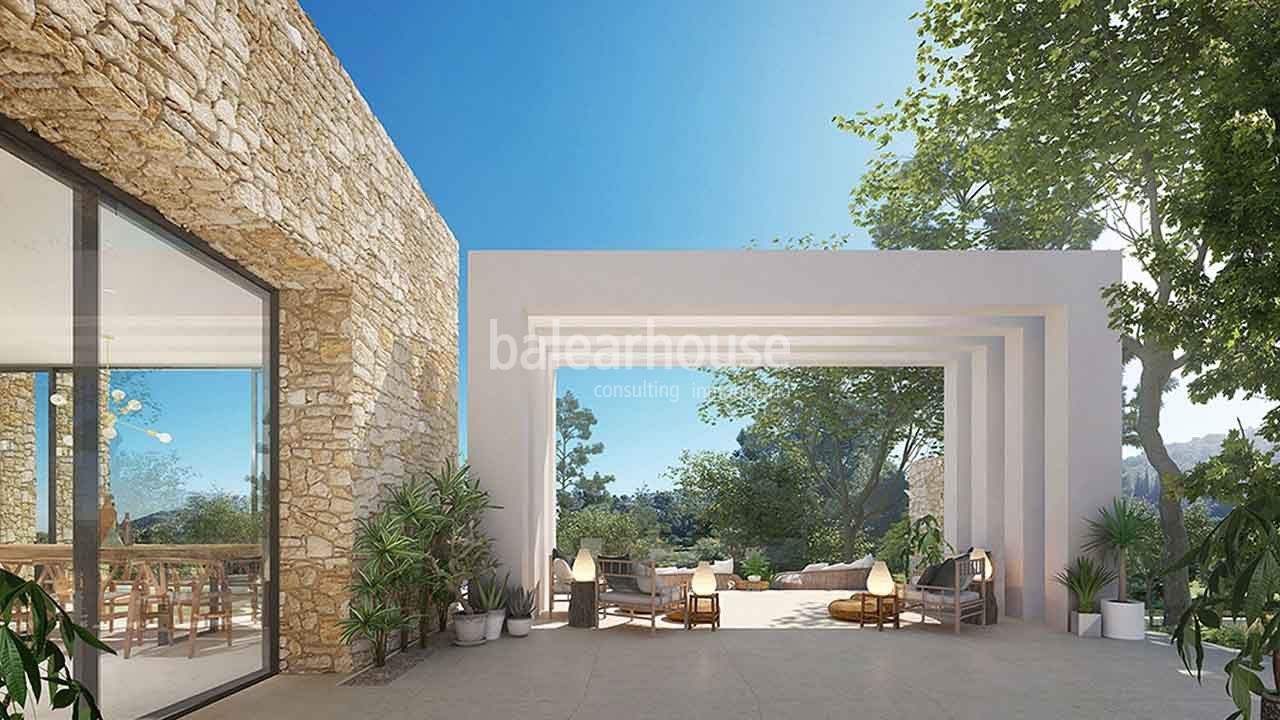 Exklusives Projekt mit großen Villen auf Ibiza in einer Anlage mit Blick auf den Golfplatz.