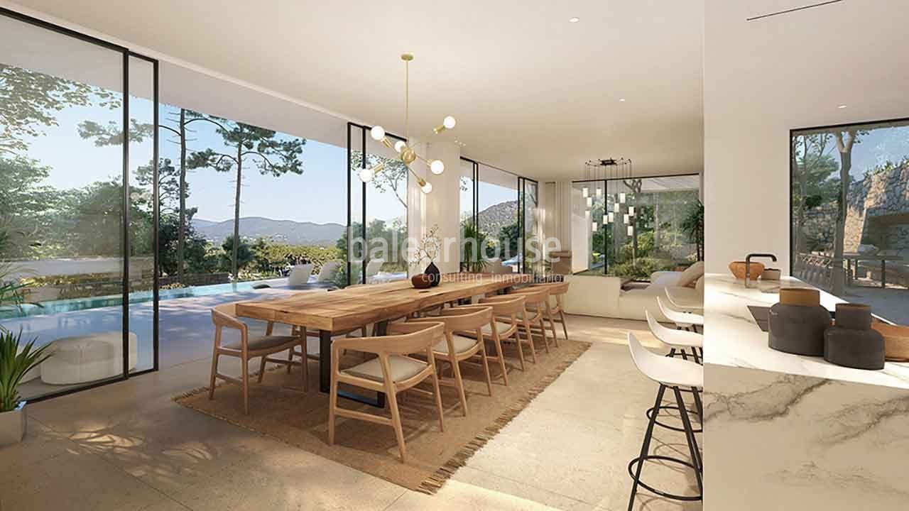 Exclusive project of large villas in Ibiza within a complex with unique views over the golf course.