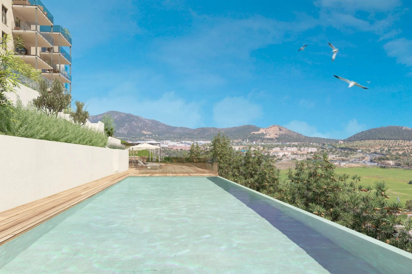 Modern new homes in Santa Ponsa with terraces, garden, swimming pool and unobstructed views.