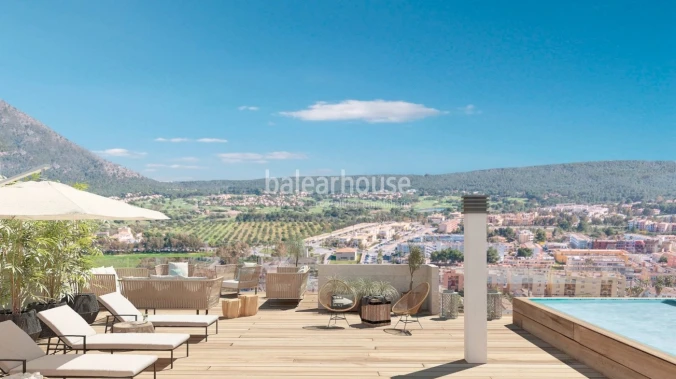 Moderne Neubauten in Santa Ponsa mit Terrassen, Garten, Swimmingpool und unverbaubarem Blick.