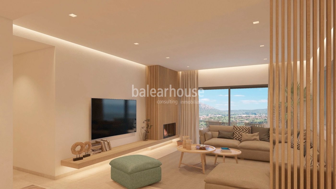 Modern new homes in Santa Ponsa with terraces, garden, swimming pool and unobstructed views.