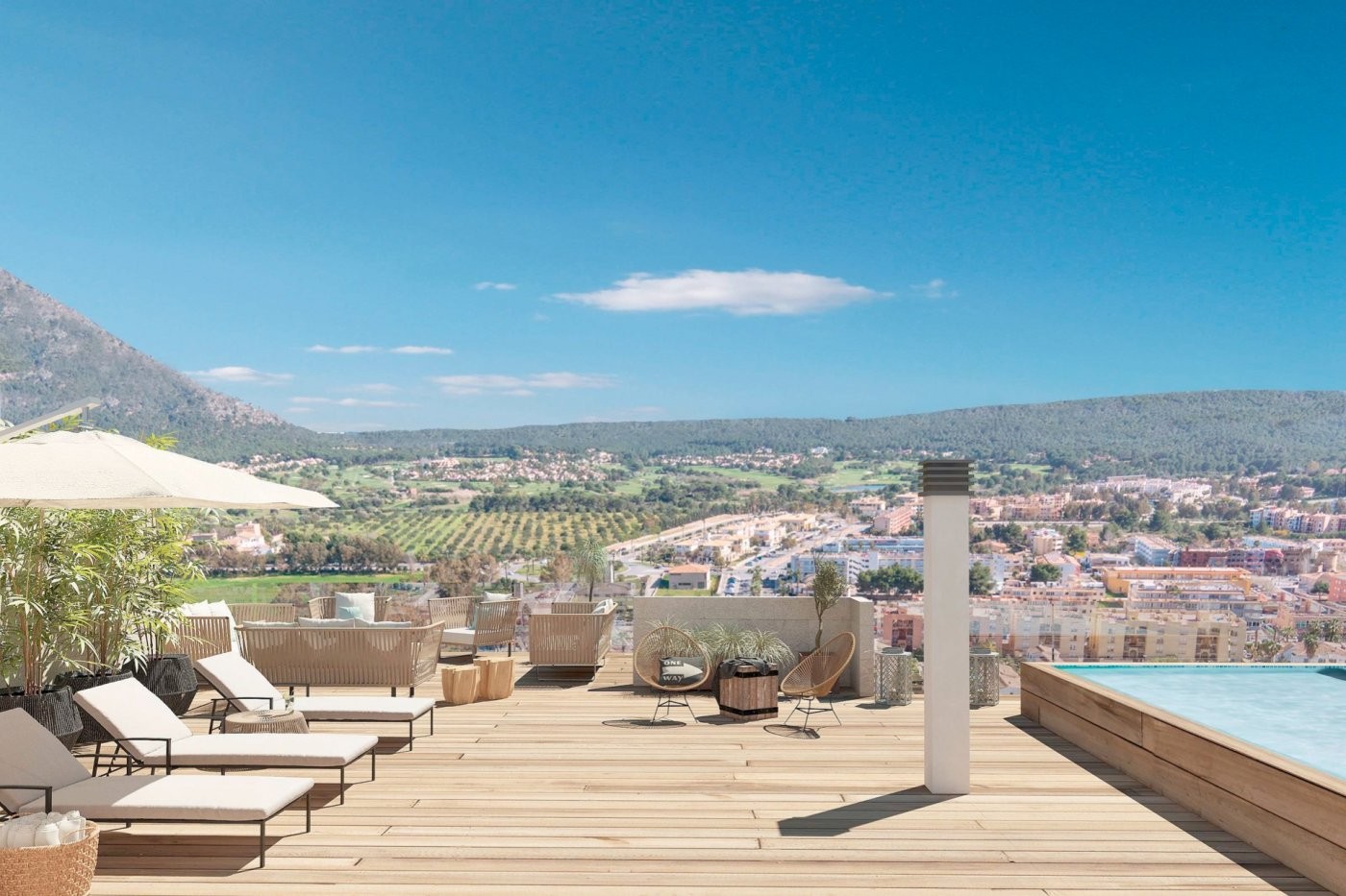 Neubau-Penthäuser mit Sonnenterrasse, privatem Pool und unverbaubarem Blick in Santa Ponsa