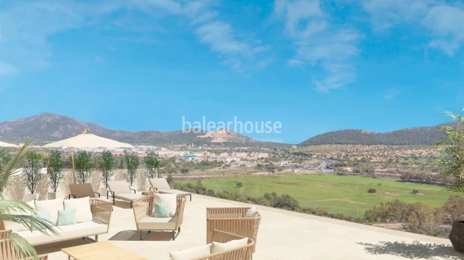 Neubau-Penthäuser mit Sonnenterrasse, privatem Pool und unverbaubarem Blick in Santa Ponsa