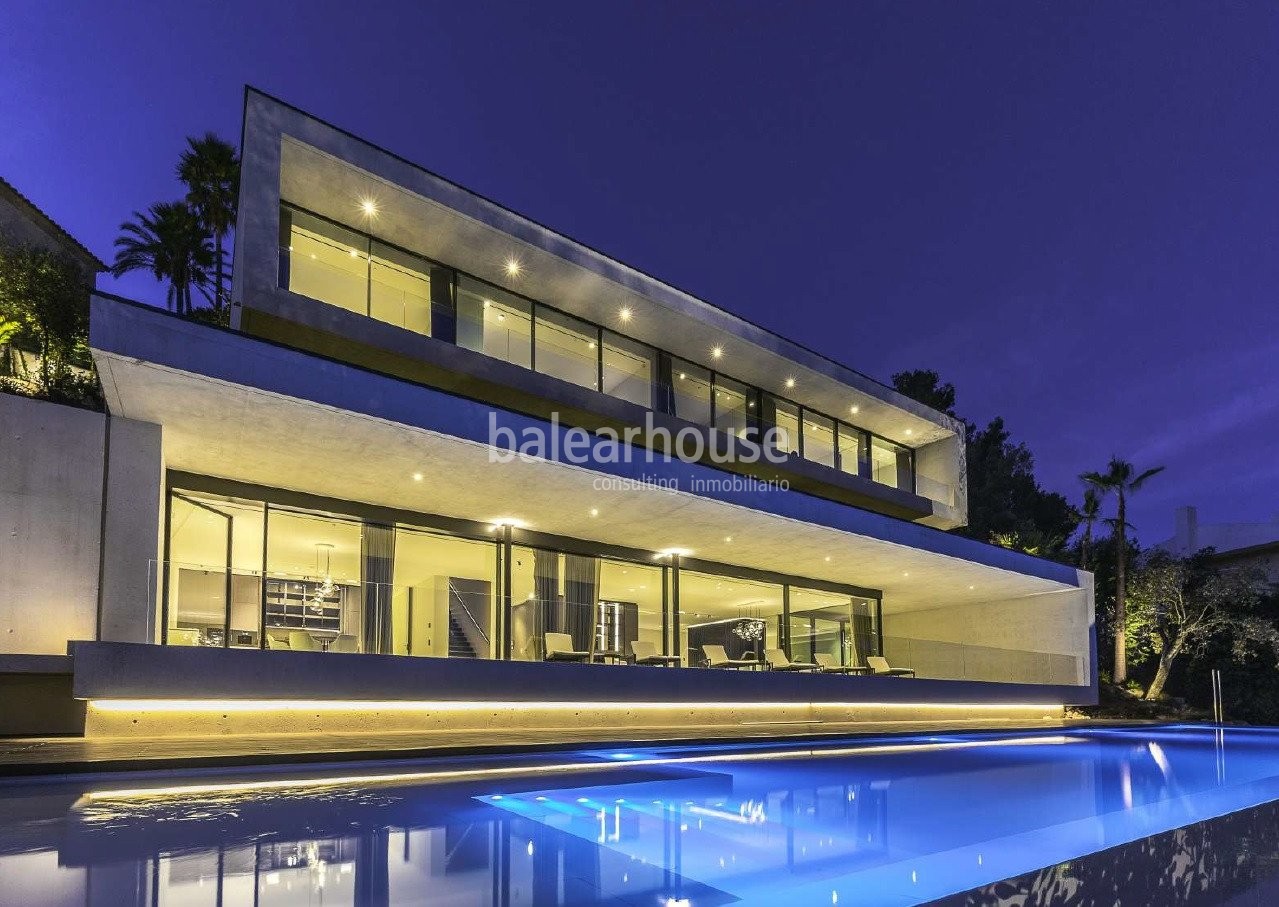 Impresionante villa de diseño con preciosas vistas al mar y a Palma en lo má alto de Son Vida