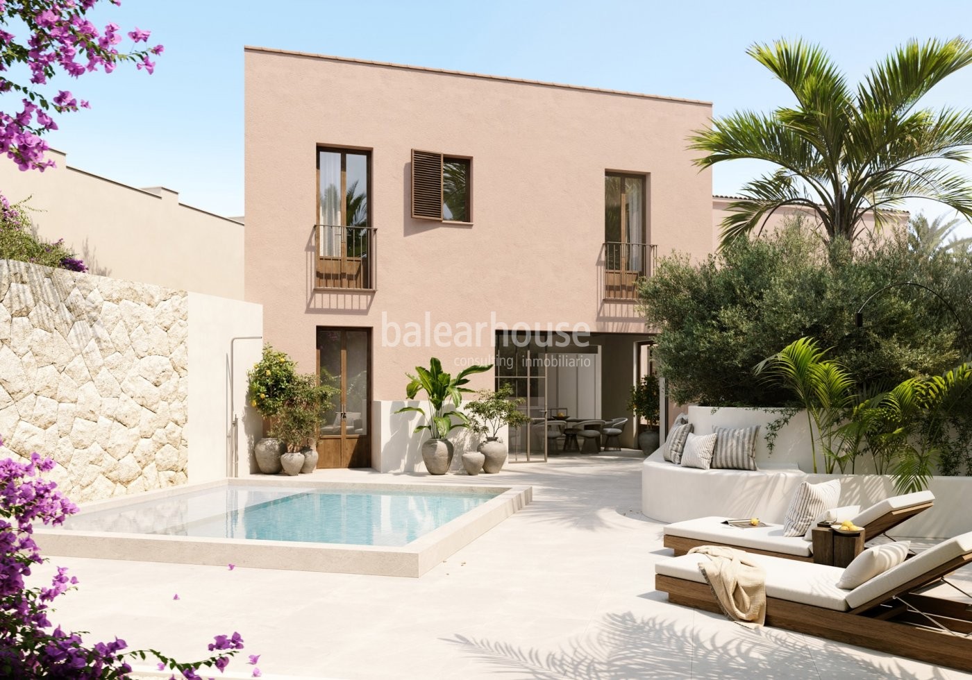 Neugebautes Duplex in Südlage mit Garten, Schwimmbad und Solarium mit Meerblick.