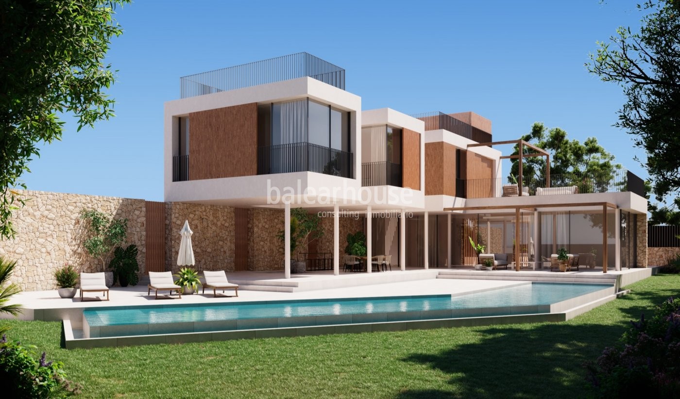 New villas of spectacular design and high quality with great views of the mountains in Genova.