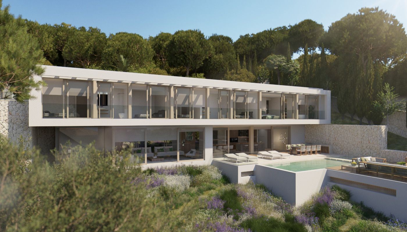 Modern luxury villa under construction with panoramic views in Portals