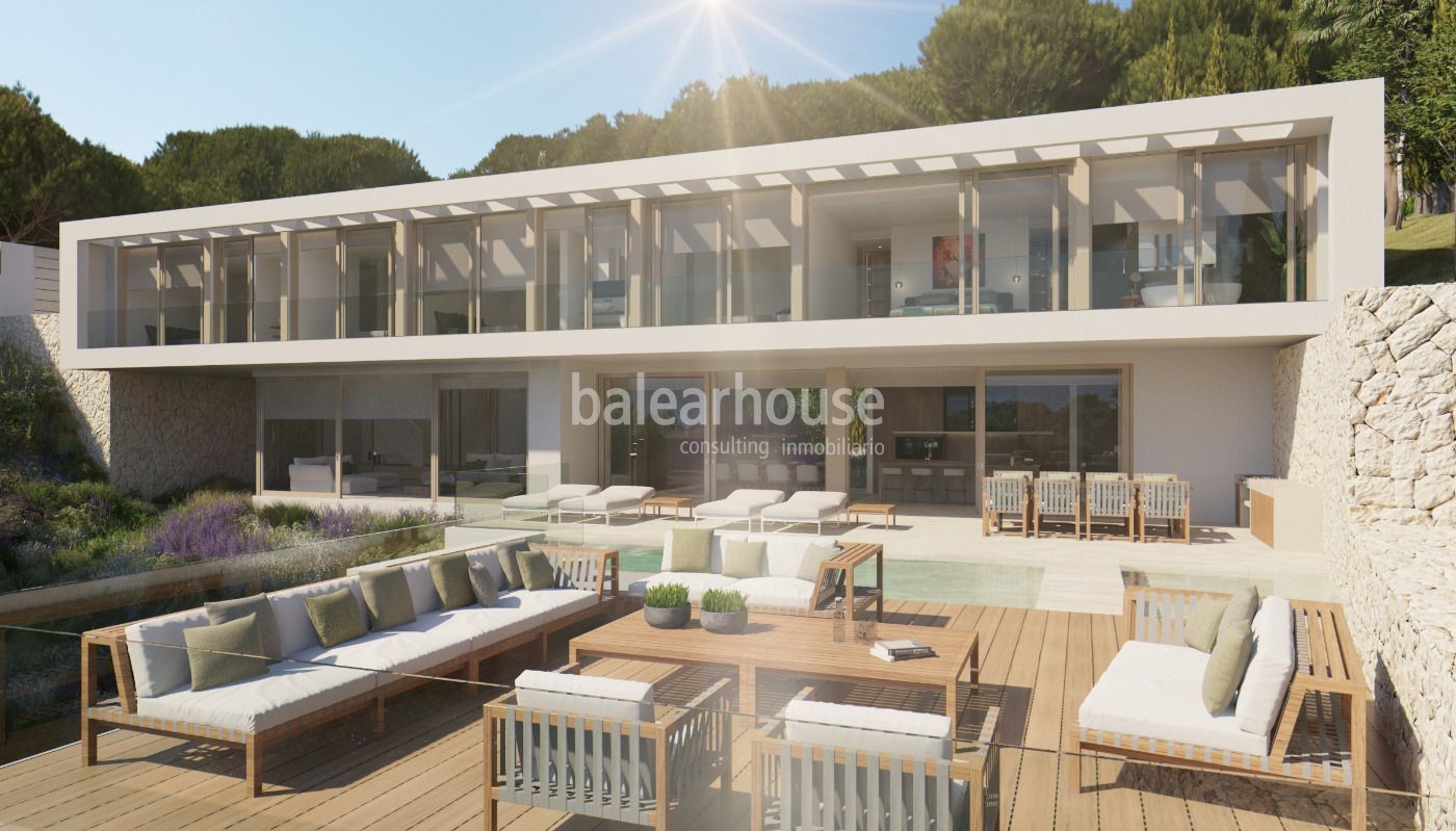 Modern luxury villa under construction with panoramic views in Portals