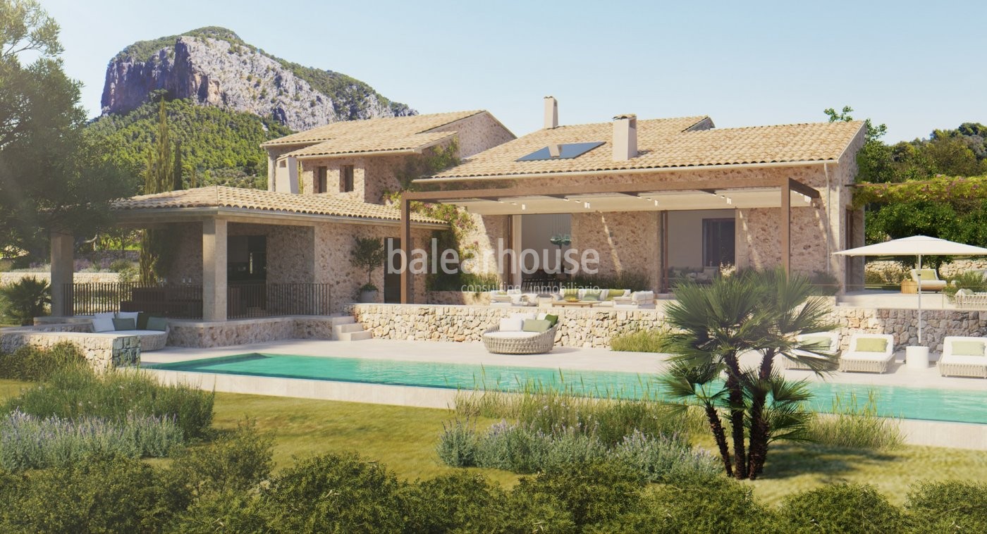 Moderna finca nueva en Alaró con magníficas vistas a la montaña, gran terreno y altas calidades