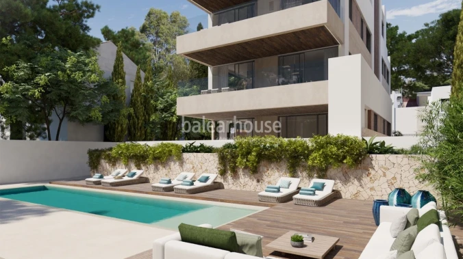 Neues modernes Wohnprojekt in Palma mit herrlichem Pool und Gartenanlage