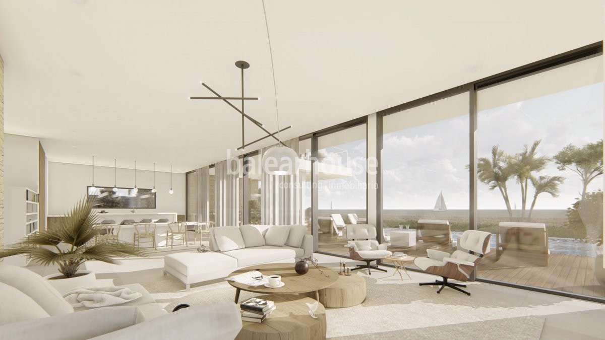 Neues Projekt eines prächtigen Hauses mit Blick auf die Landschaft und das Meer in Sol de Mallorca.