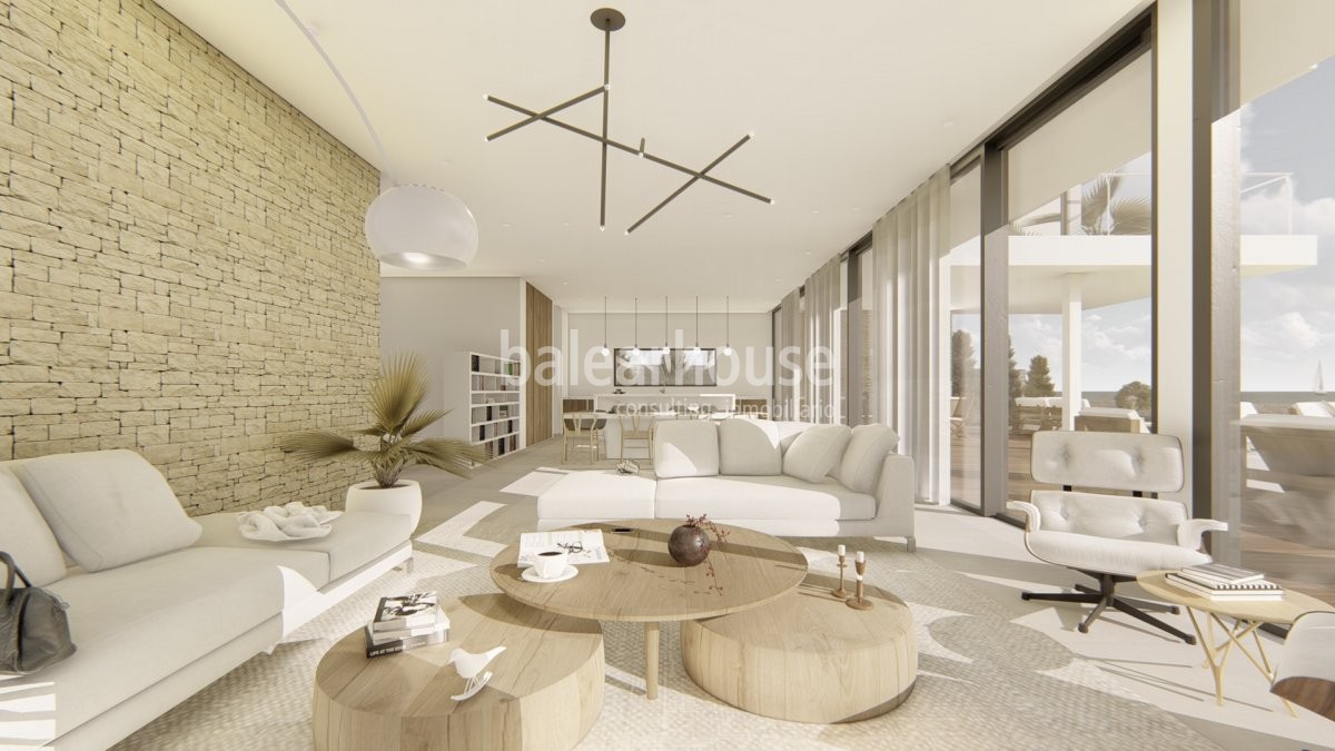 New project of a magnificent house transparent to the landscape and sea views in Sol de Mallorca.