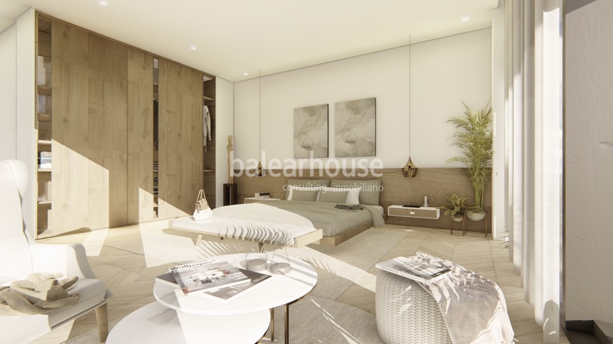 New project of a magnificent house transparent to the landscape and sea views in Sol de Mallorca.