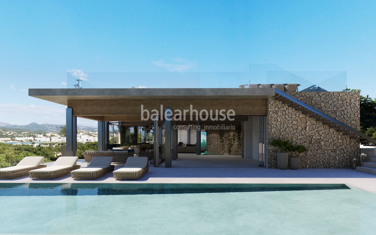 Fantástico proyecto de nueva villa que se funde con unas espectaculares vistas al mar en Santa Ponsa