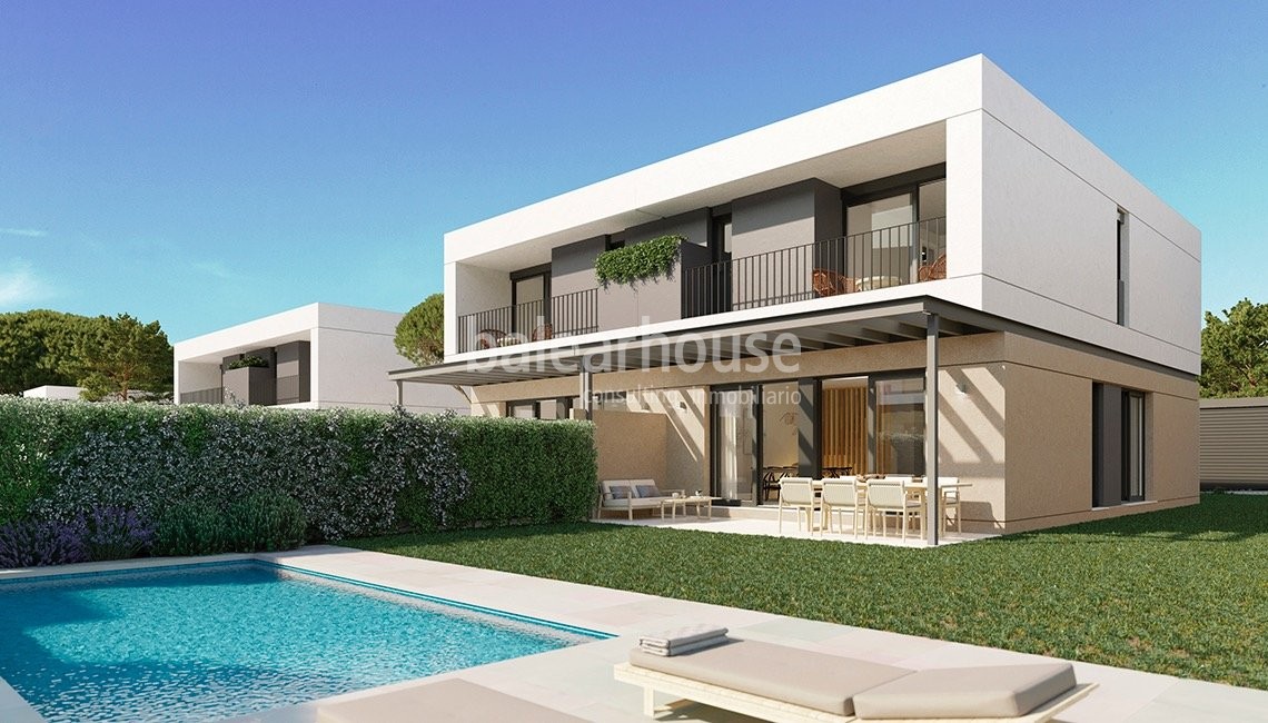 Modern semi-detached villas with private pool and garden next to beautiful coves in Puig de Ros