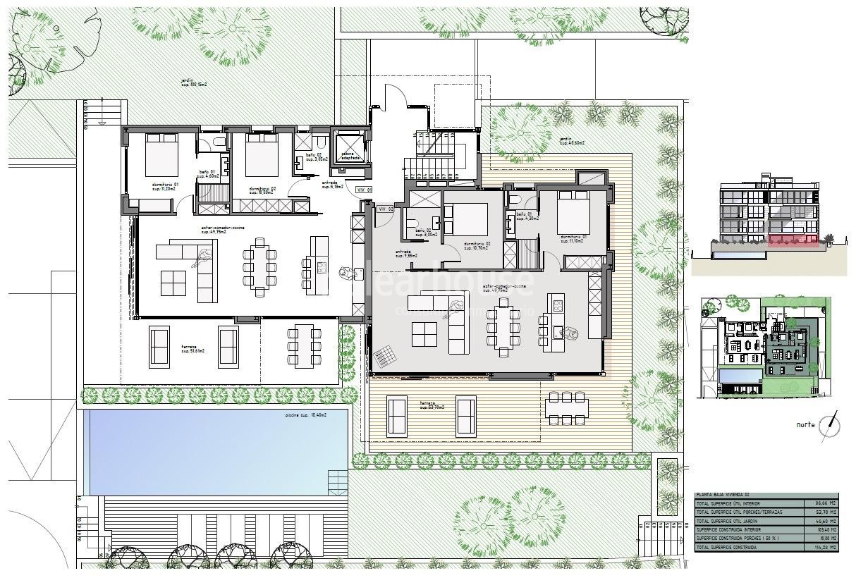 Moderna planta baja de obra nueva en Palma unión de confort y amplios exteriores de jardín y terraza
