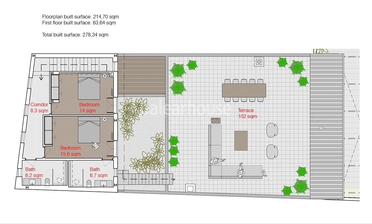 Nuevo proyecto de finca moderna en Establiments con piscina, jardín y elementos tradicionales