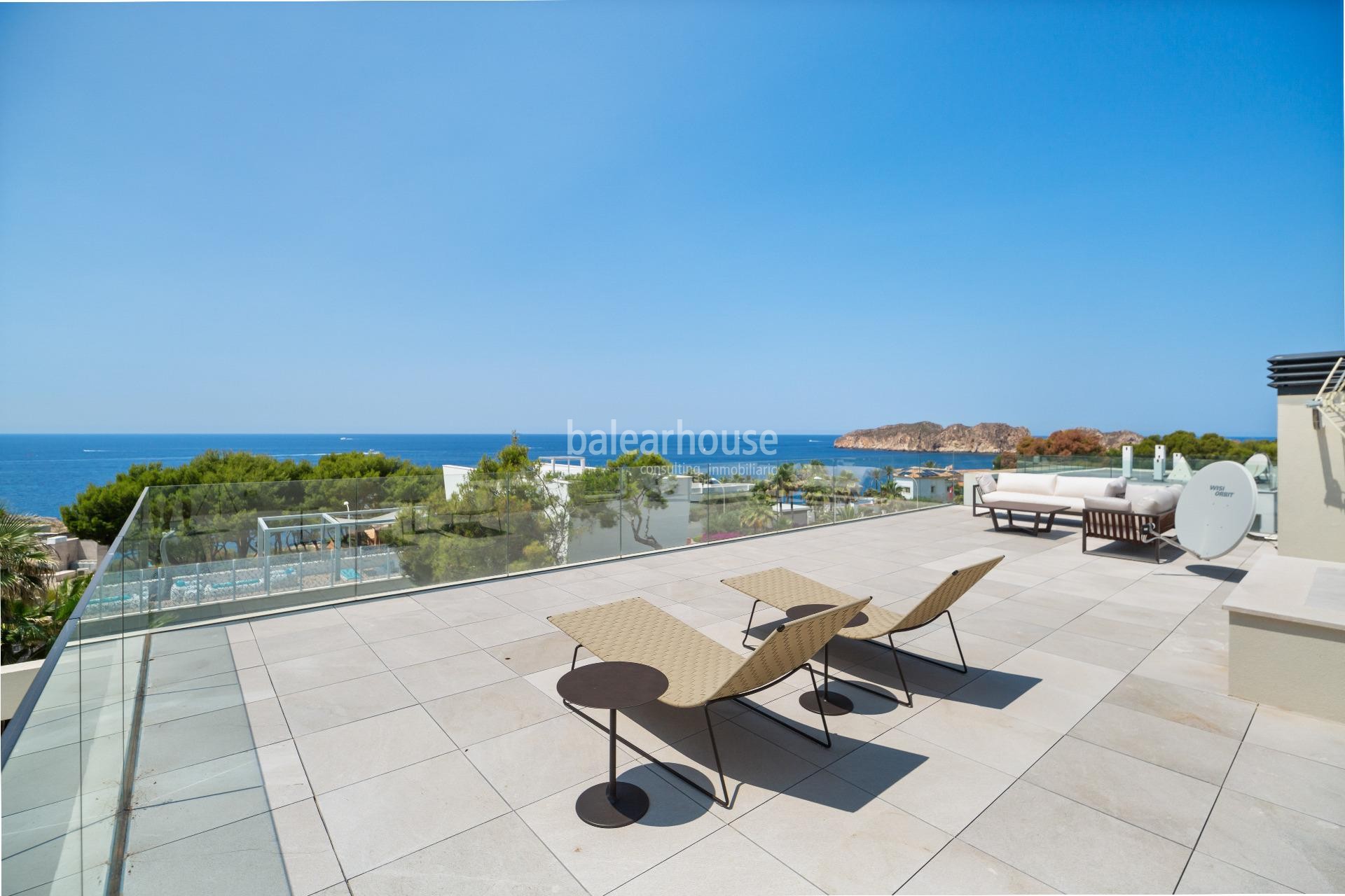 Bright new villa in modern design with excellent sea views in exclusive area of Santa Ponsa