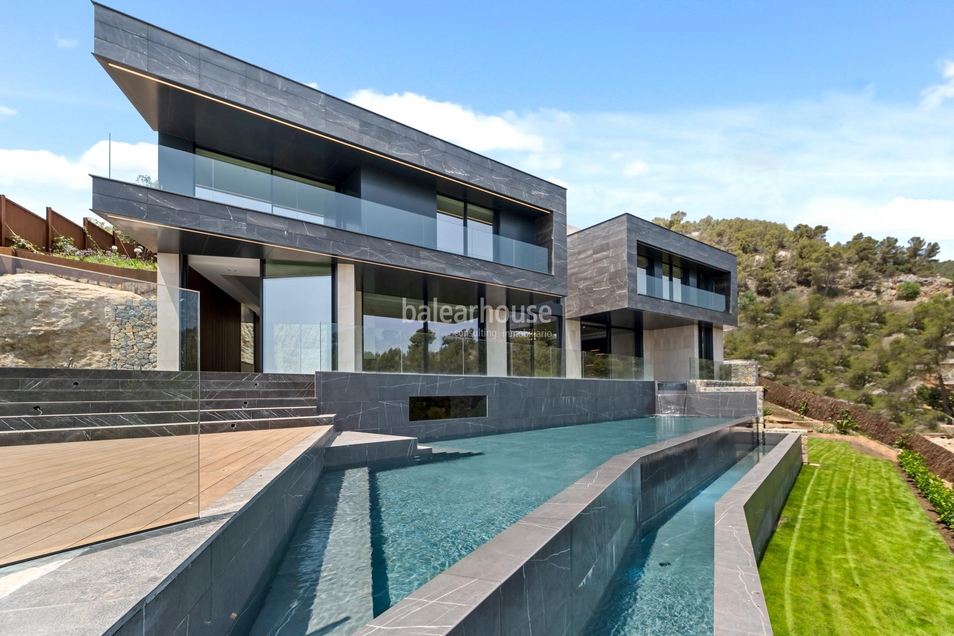 Design and spectacular city views come together in this newly built villa in Son Vida.