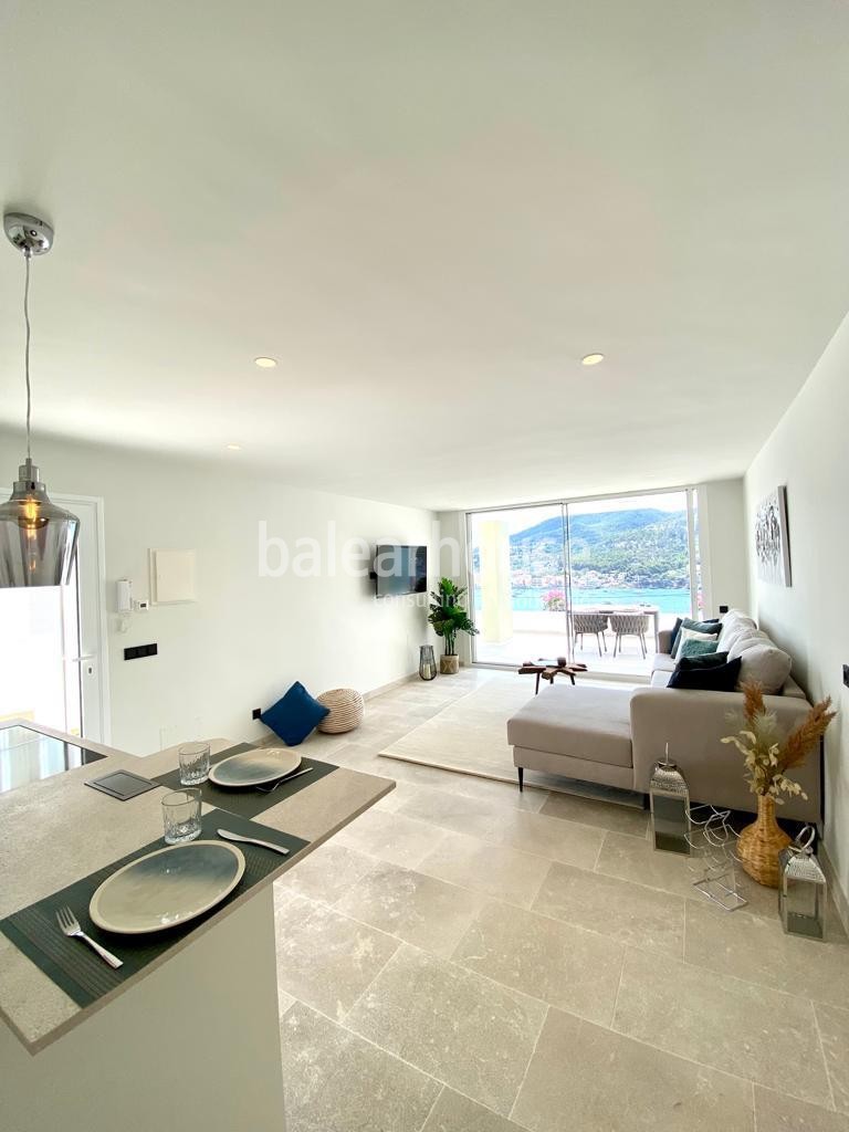 Spectacular sea views from this fabulous modern flat in Puerto de Andratx