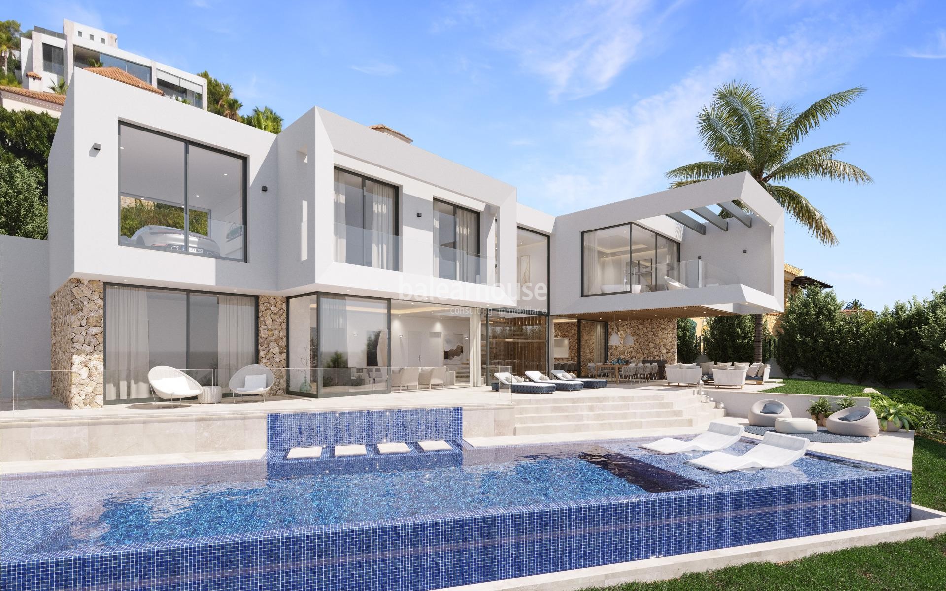 Designer villa project with spectacular sea views in exclusive residential area