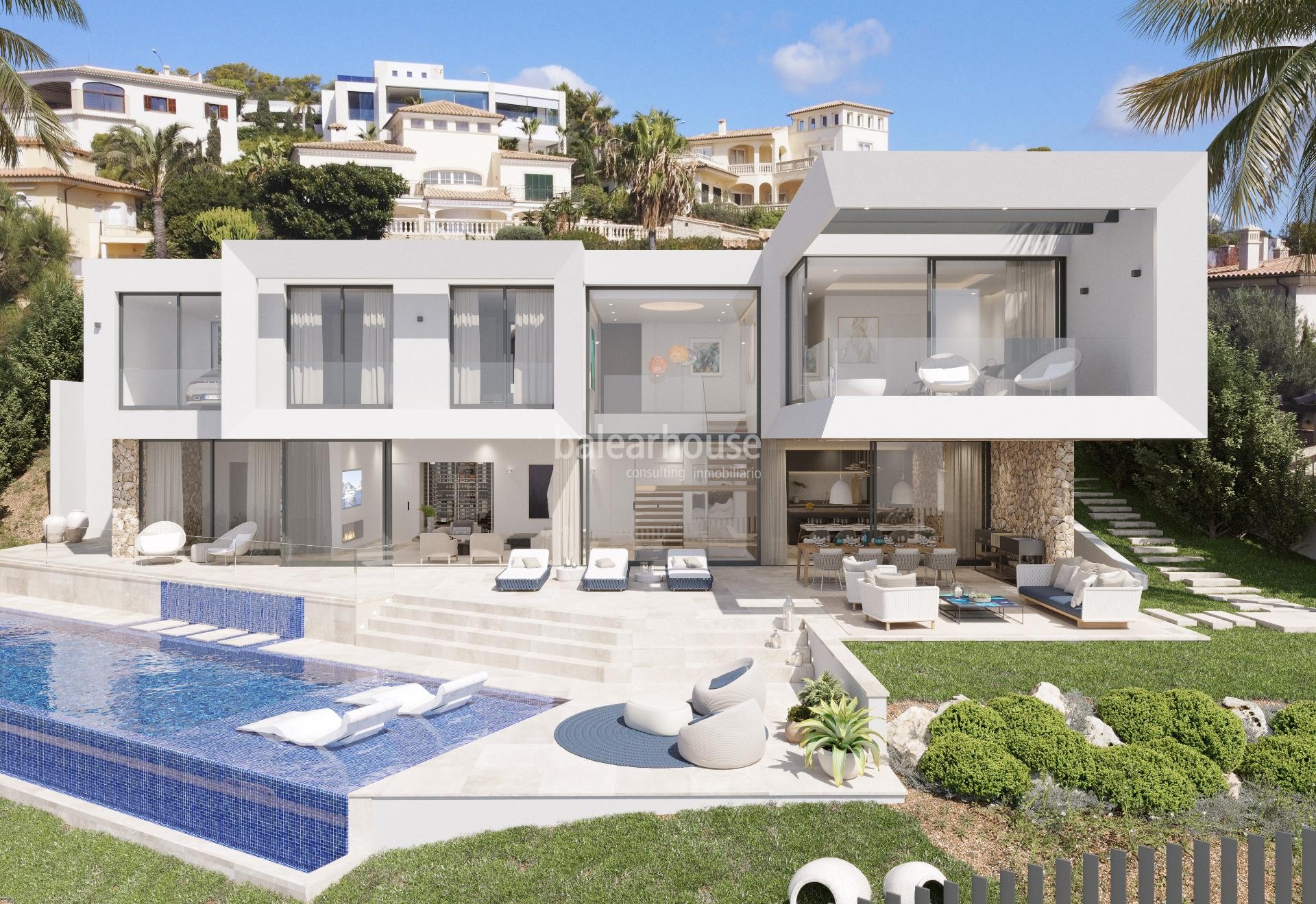 Designer villa project with spectacular sea views in exclusive residential area