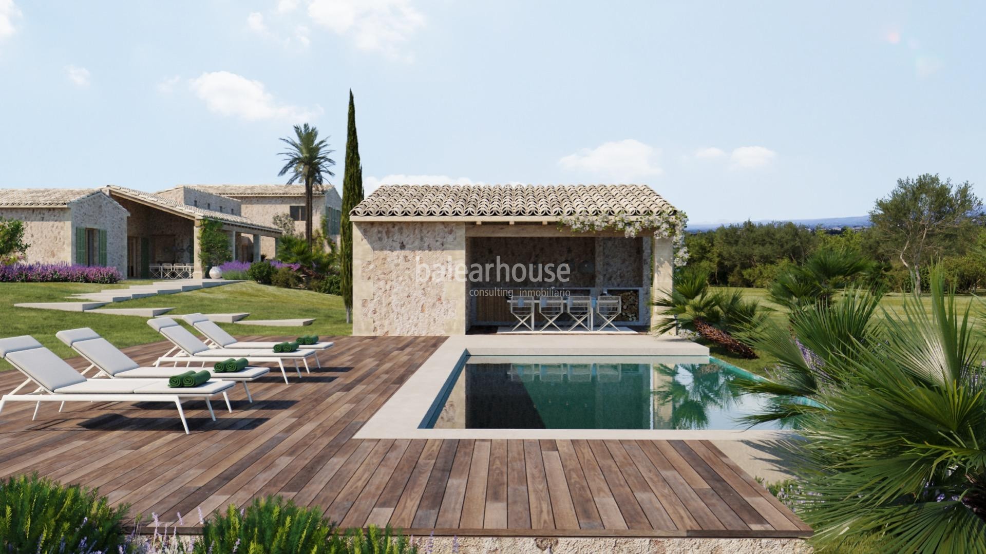 Gran finca de obra nueva en un extenso terreno con magníficas vistas a las verdes montañas