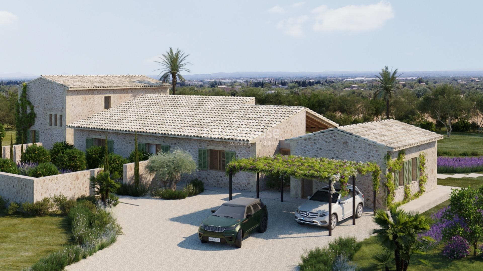 Gran finca de obra nueva en un extenso terreno con magníficas vistas a las verdes montañas