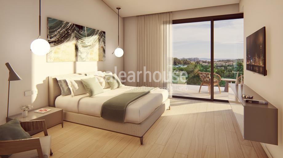 Modern newly built detached houses in the green area of Sa Teulera, with terrace and garden.