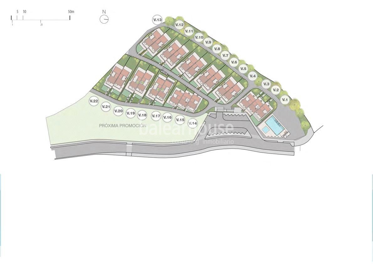 Modernas viviendas unifamiliares de obra nueva en la verde zona de Sa Teulera, con terraza y jardín