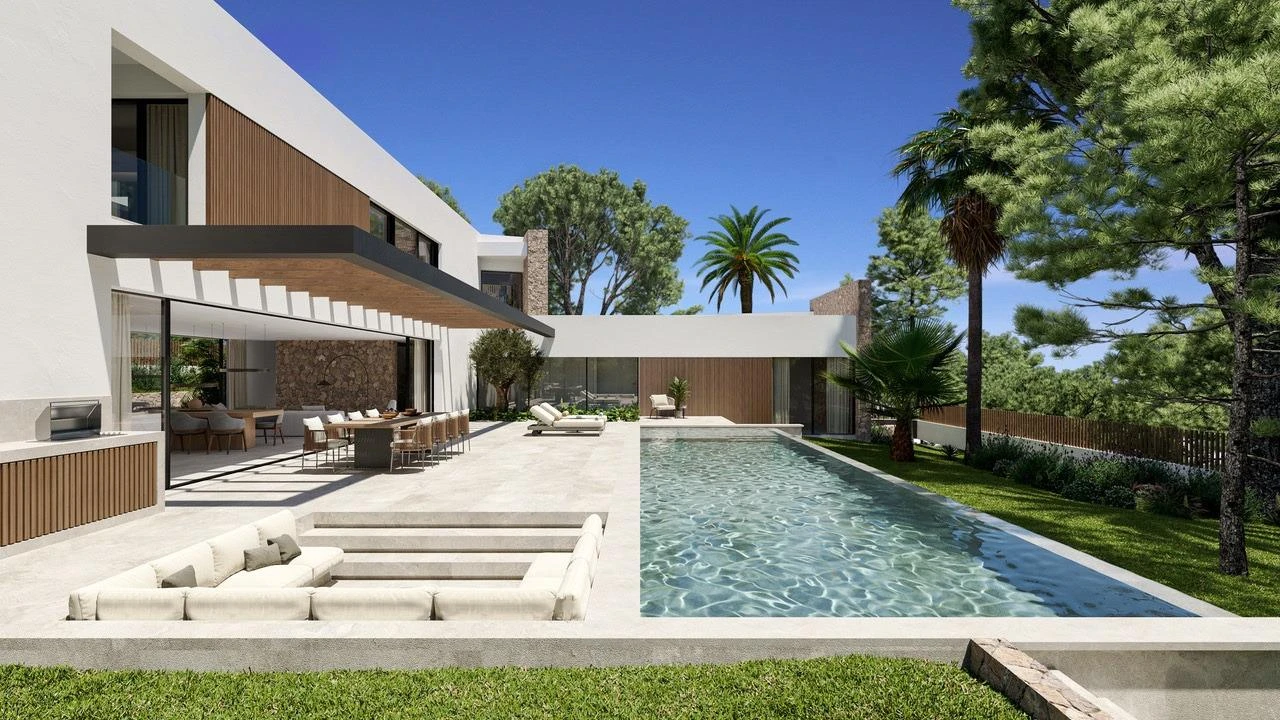 Spectacular designer villa under construction in an elegant and exclusive residential area.