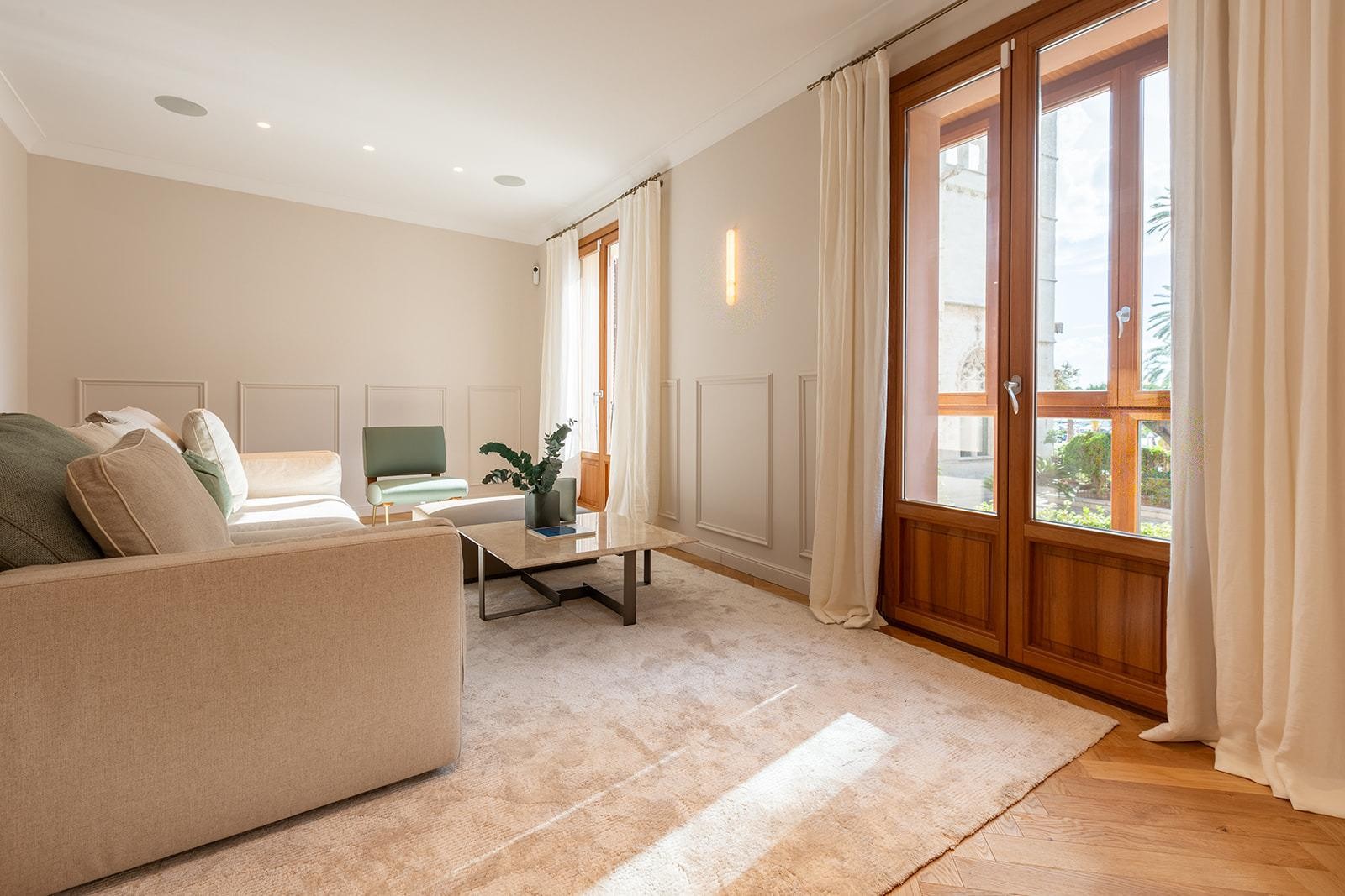 Modern design in the refurbishment of these large flats in a historic building in the Lonja.