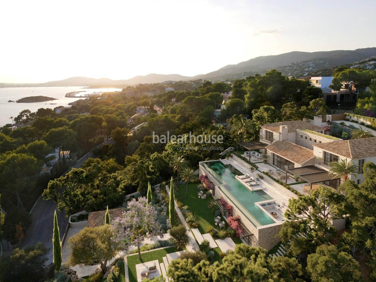 Große, neu gebaute Villa mit elegantem, modernem Design und herrlichem Meerblick.