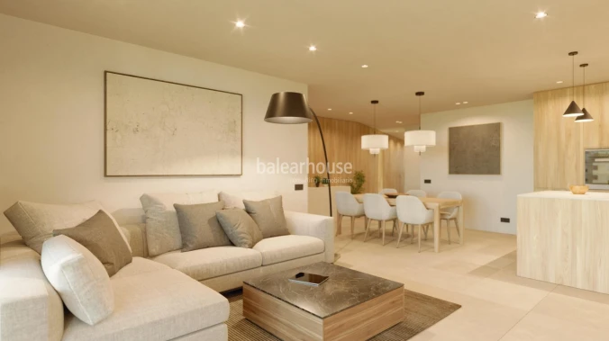 Quality and design in this new ground floor project close to the sea in Cala Mayor