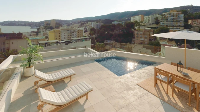 Altas calidades en este exclusivo ático de obra nueva con solarium y piscina privados cerca del mar