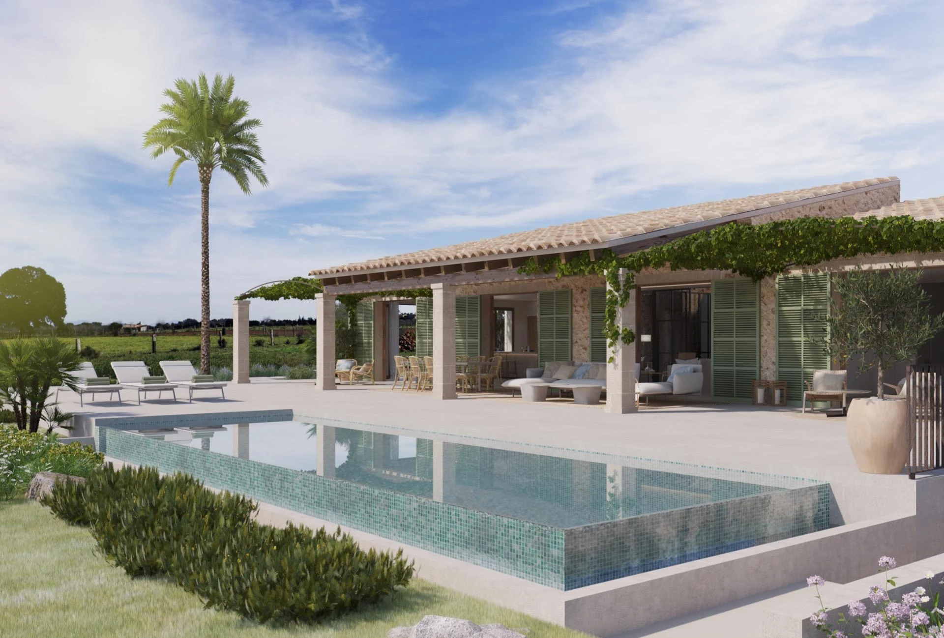 Magnificent newly built finca in a paradise among vineyards in the interior of Mallorca