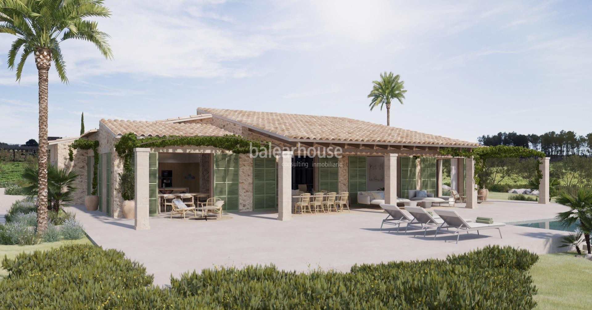 Wunderschöne neu gebaute Finca in einem Paradies zwischen Weinbergen im Landesinneren von Mallorca