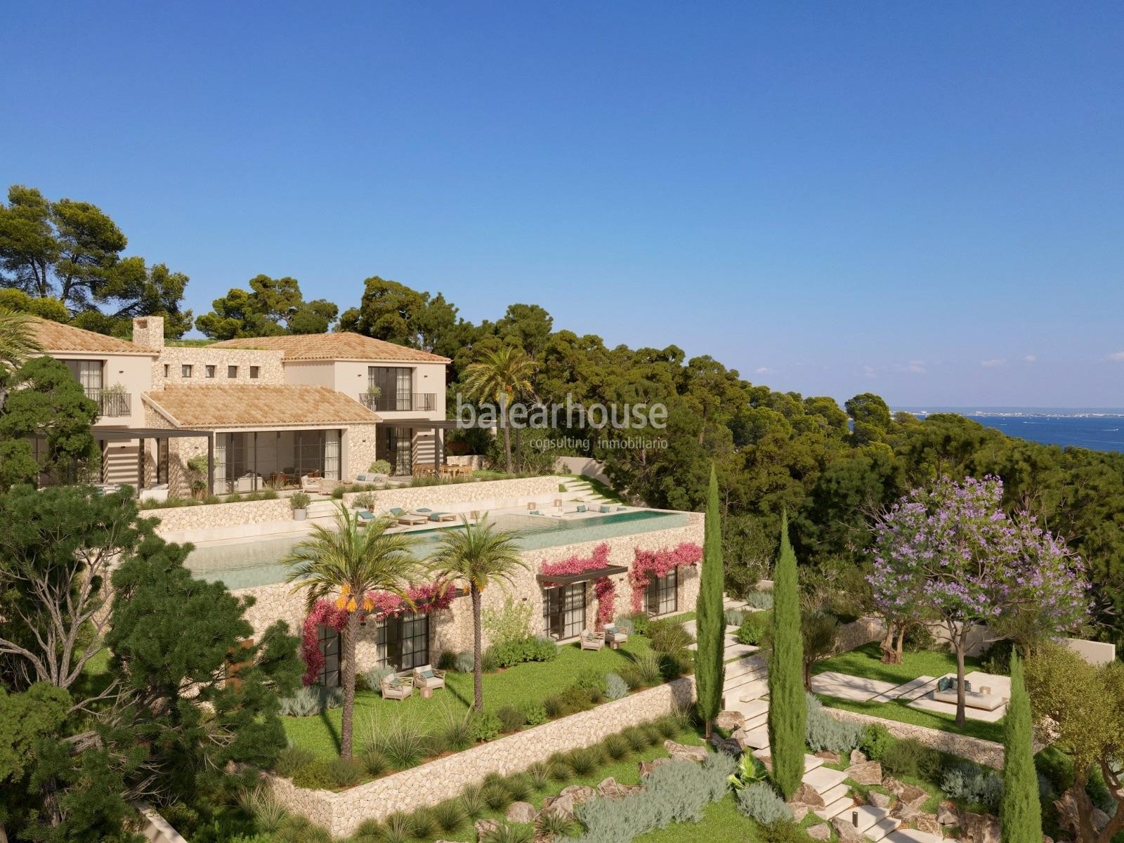 Large newly built villa with an elegant contemporary design and stunning sea views.