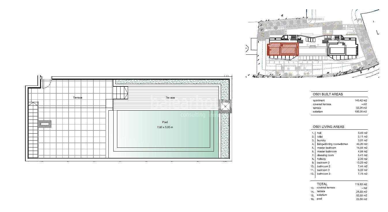 Spektakuläres, neu gebautes Penthouse mit privatem Pool und herrlichem Meerblick in Strandnähe