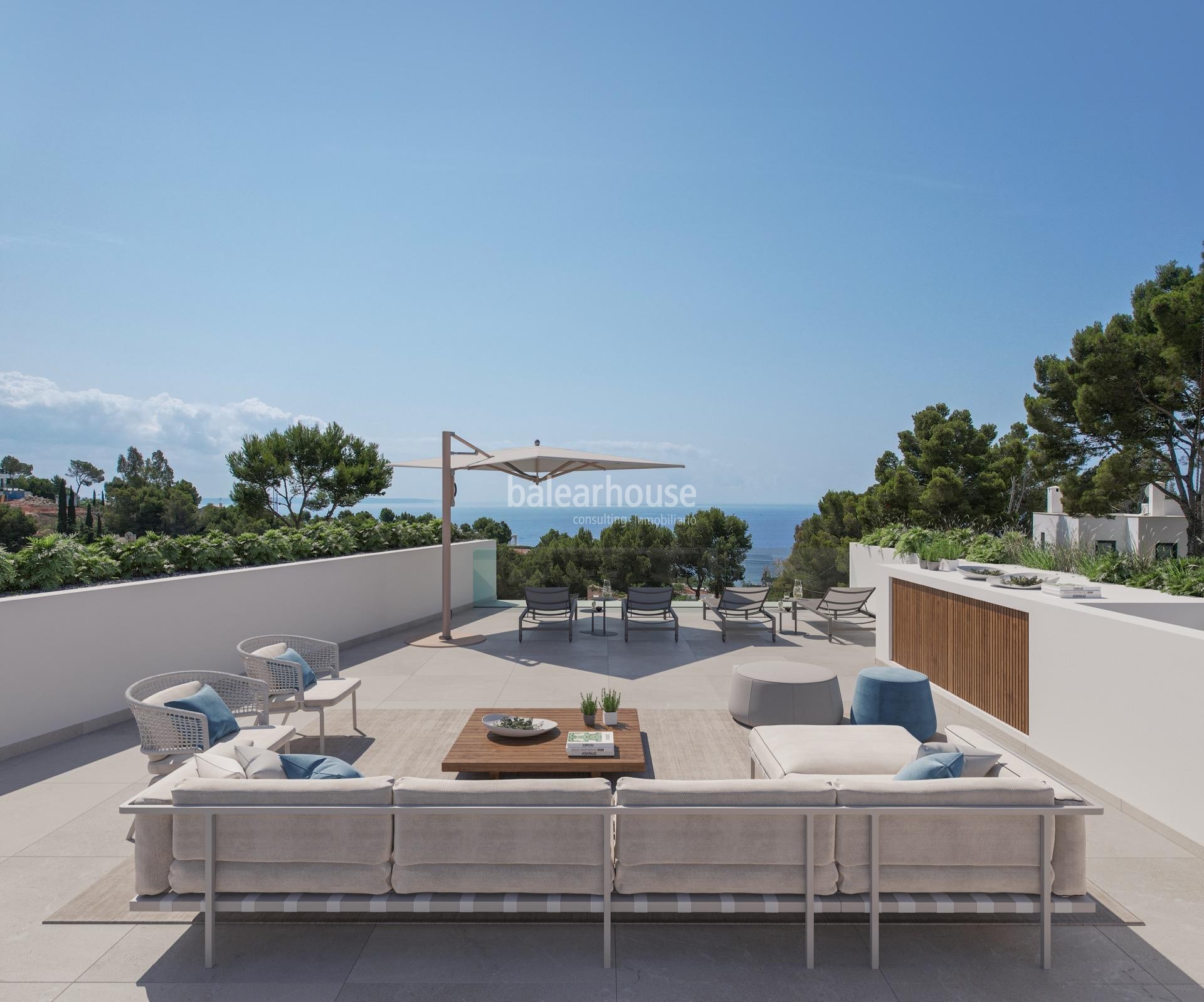 Moderne Neubauvilla in Costa d'en Blanes mit wunderschönem Blick bis zum Meer
