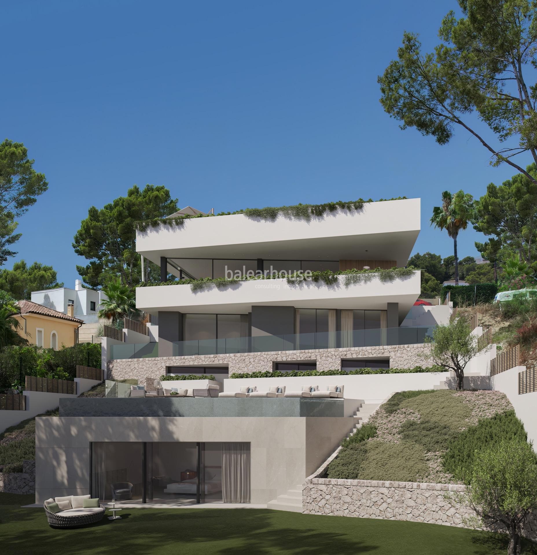 Contemporánea villa de obra nueva en Costa d’en Blanes con preciosas vistas que llegan hasta el mar