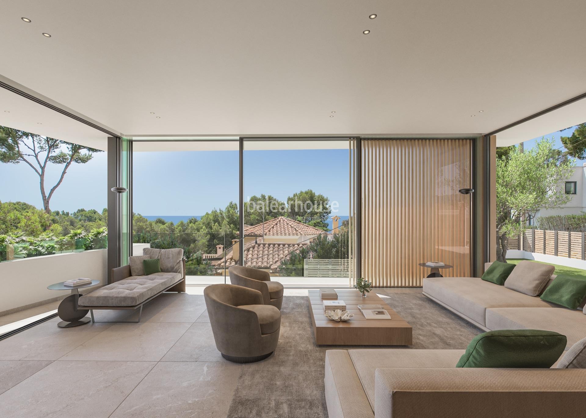 Contemporánea villa de obra nueva en Costa d’en Blanes con preciosas vistas que llegan hasta el mar