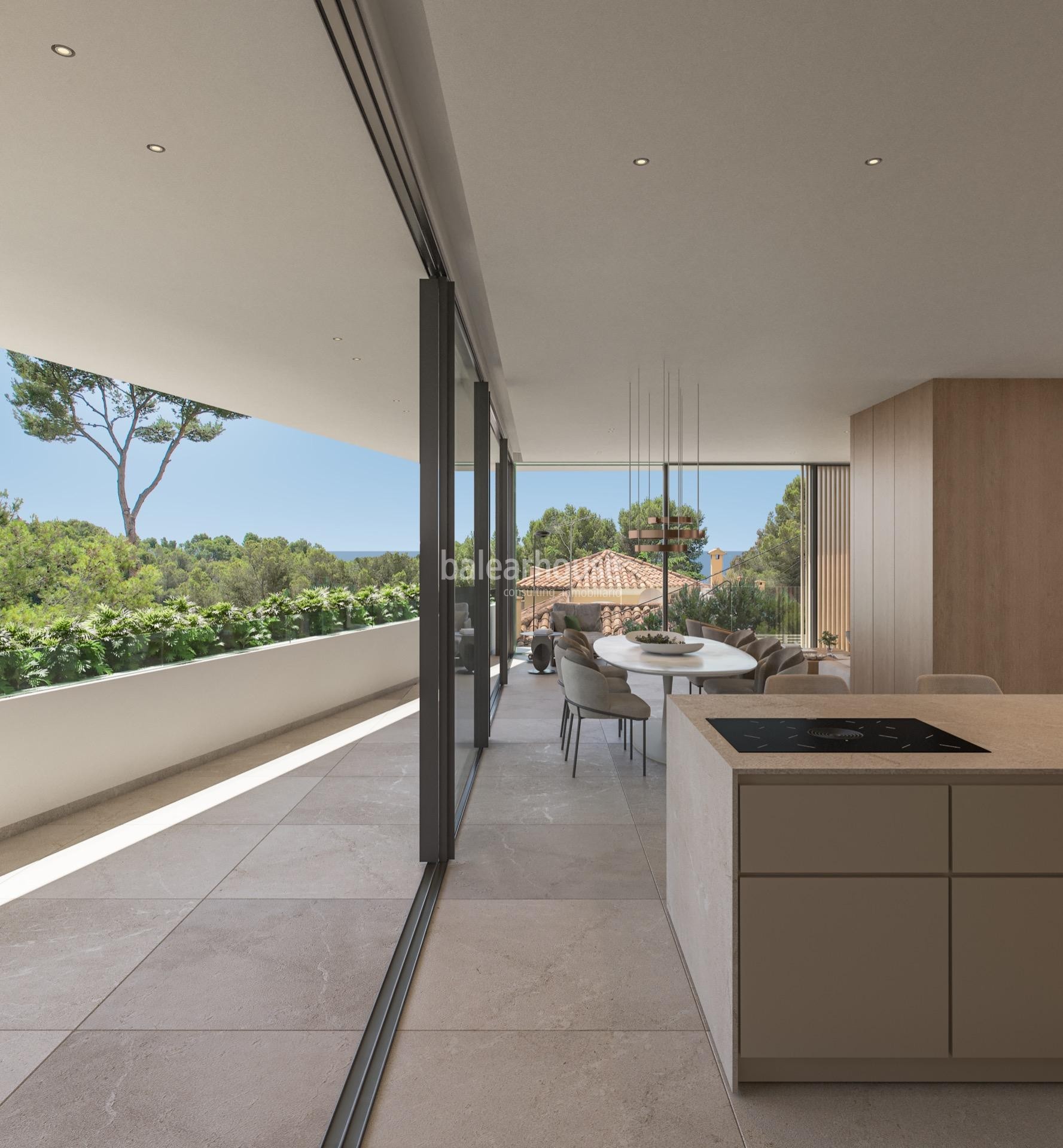 Contemporánea villa de obra nueva en Costa d’en Blanes con preciosas vistas que llegan hasta el mar