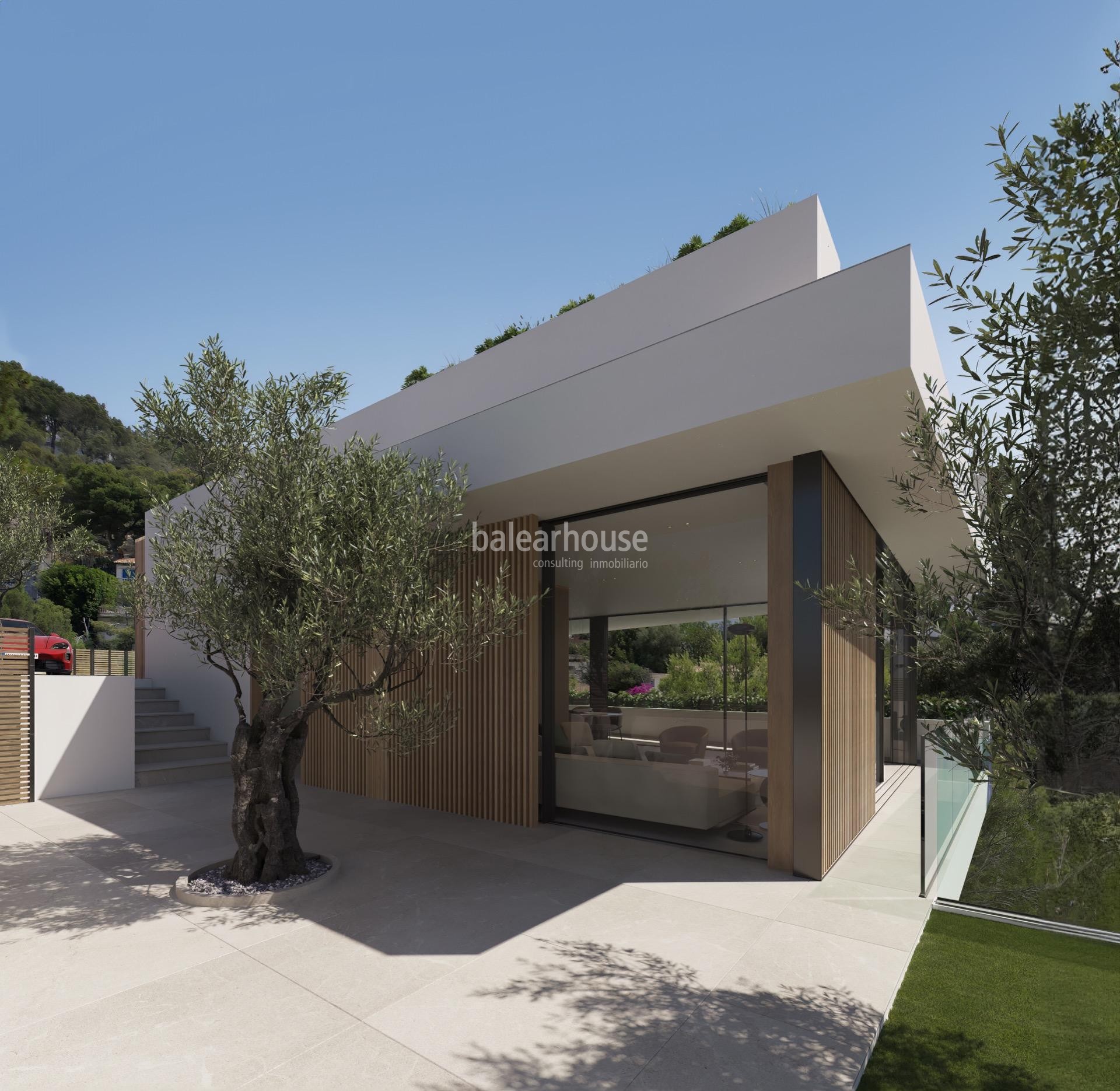 Contemporánea villa de obra nueva en Costa d’en Blanes con preciosas vistas que llegan hasta el mar