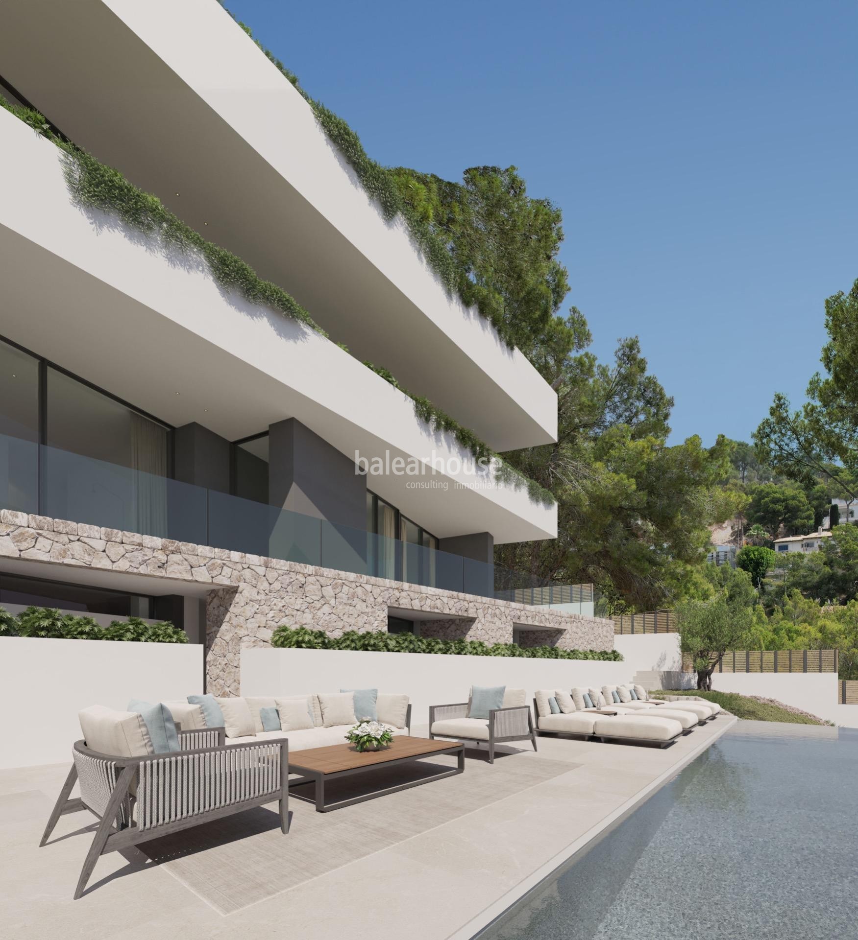 Contemporánea villa de obra nueva en Costa d’en Blanes con preciosas vistas que llegan hasta el mar