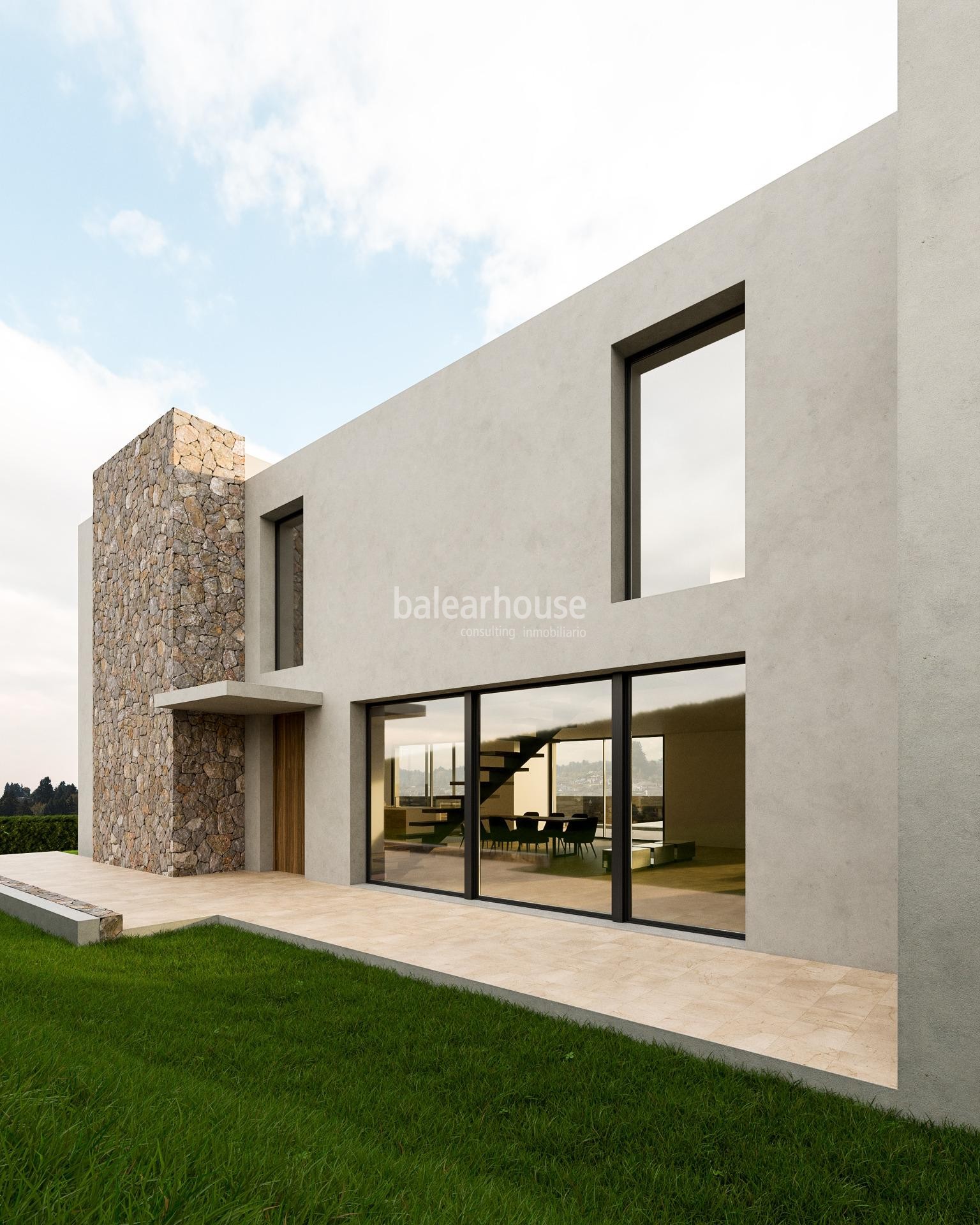 Grundstück mit Projekt für eine moderne Villa mit Meerblick in Cala Vinyas
