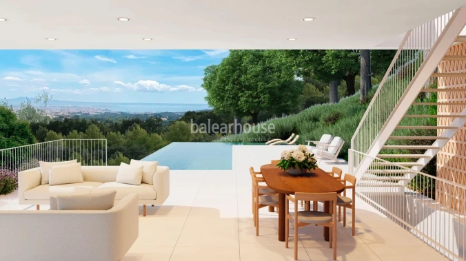 Excelente terreno en Son Vida rodeado de gran zona verde y vistas hasta el mar.