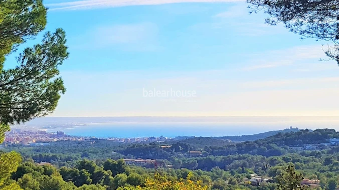 Excelente terreno en Son Vida rodeado de gran zona verde y vistas hasta el mar.