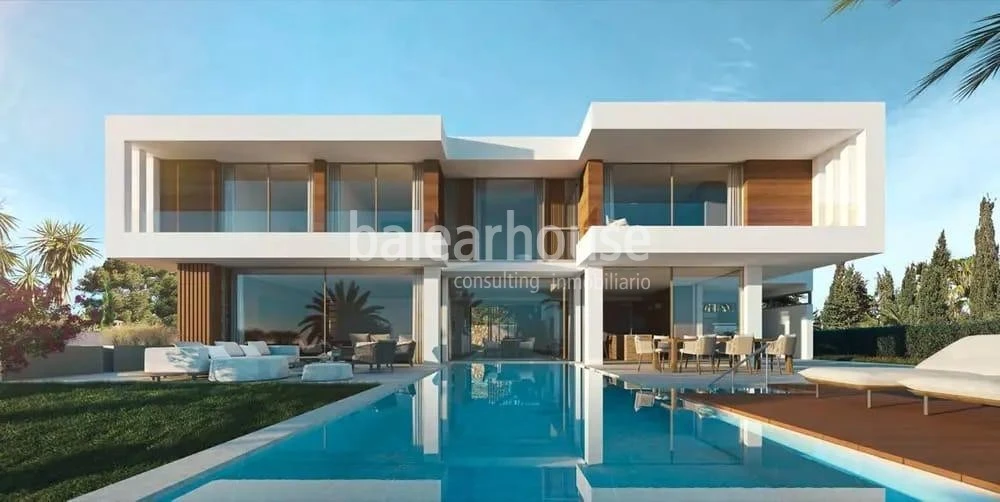 Excepcional terreno con vistas al mar y proyecto de villa en el exclusivo Puerto de Andratx